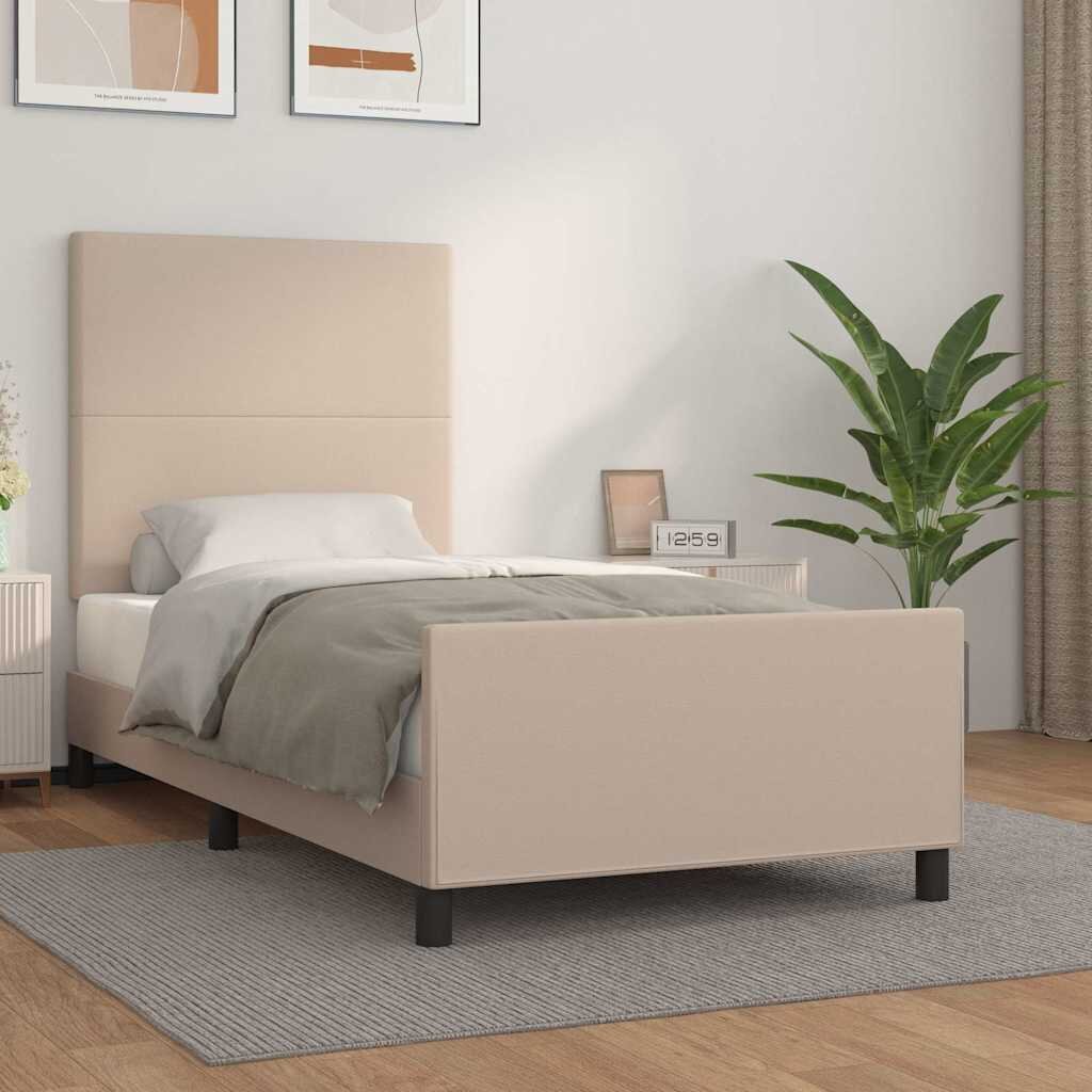 vidaXL Рамка за легло с табла капучино 100x200 см изкуствена кожа