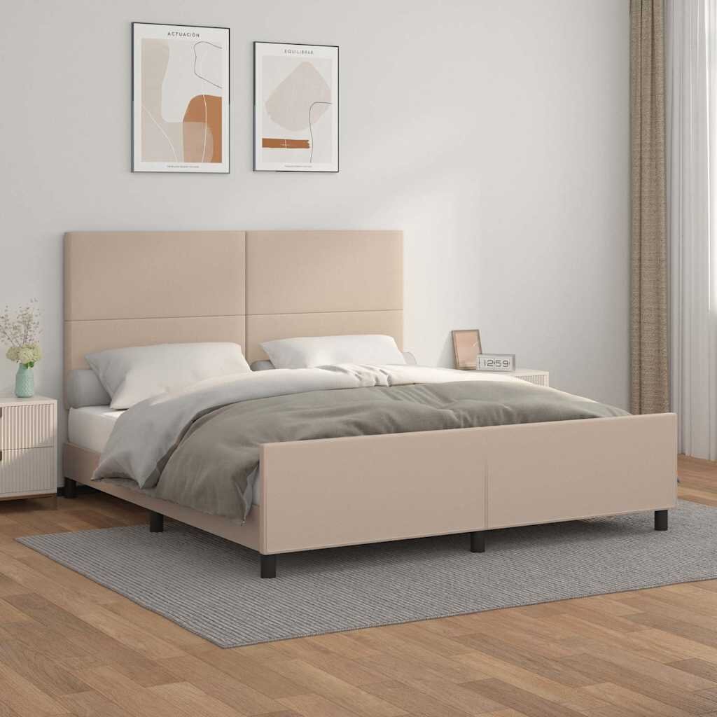 vidaXL Рамка за легло с табла капучино 180x200 см изкуствена кожа
