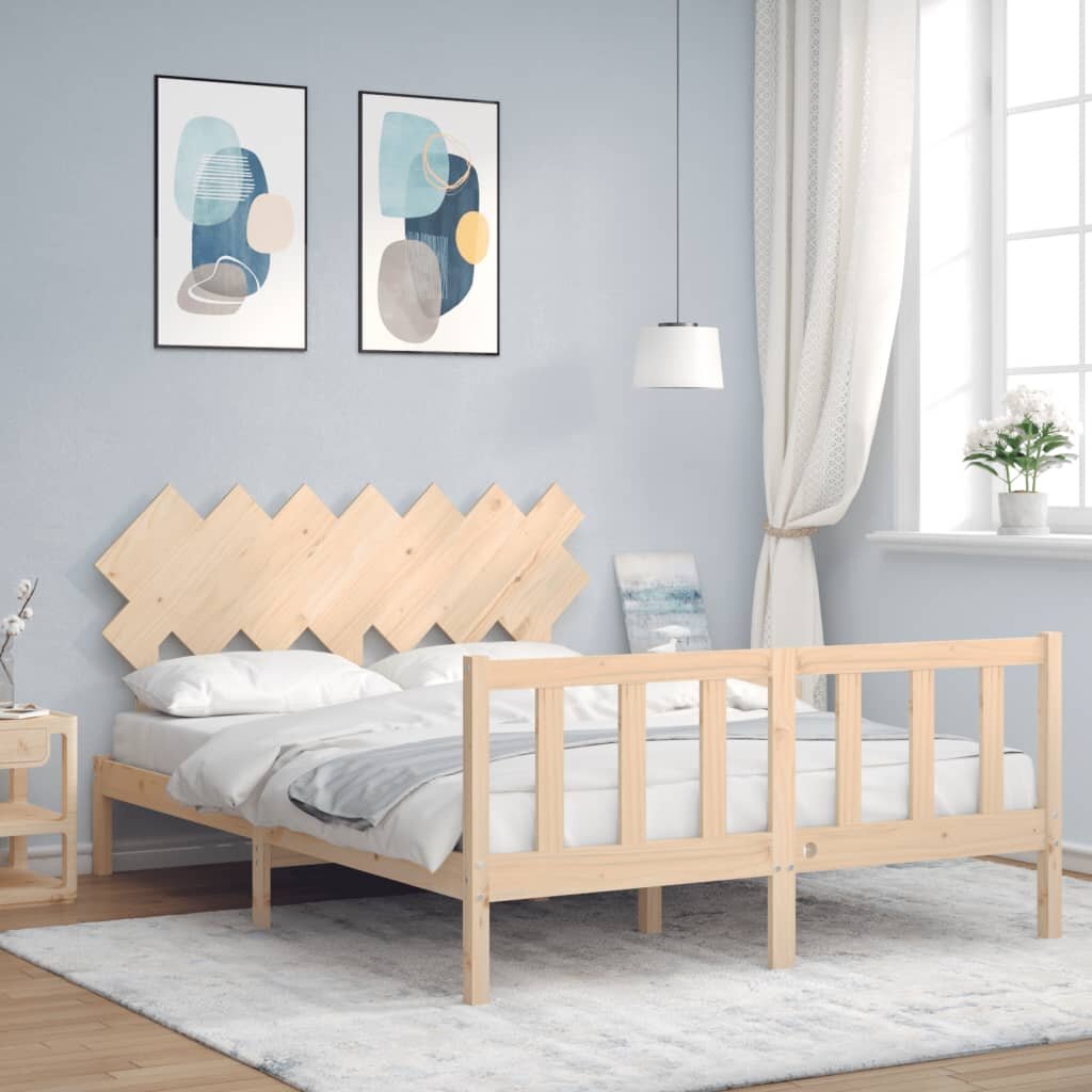 vidaXL Рамка за легло с табла King Size масивно дърво