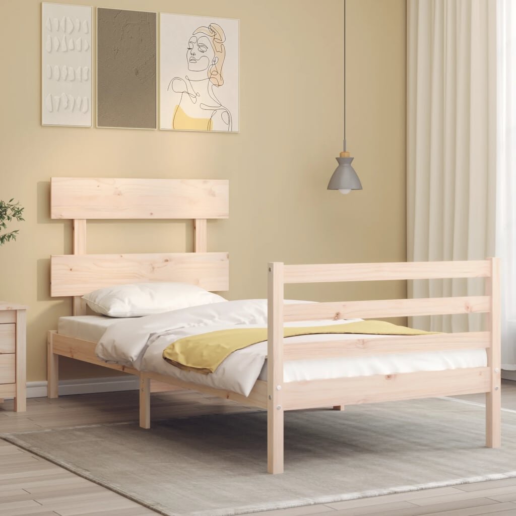 vidaXL Рамка за легло с табла Small Single дърво масив
