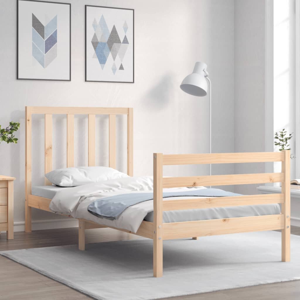 vidaXL Рамка за легло с табла Small Single дърво масив