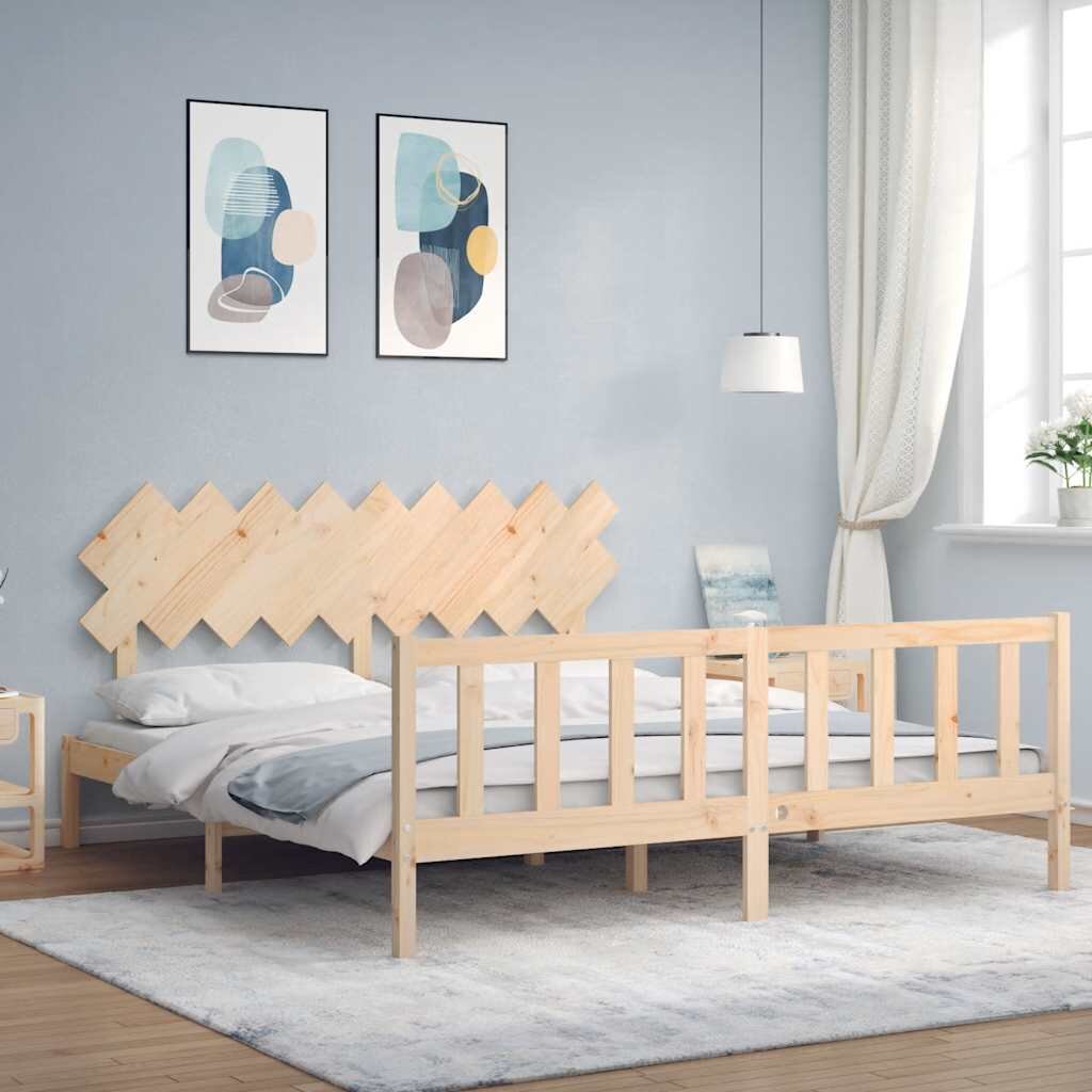 vidaXL Рамка за легло с табла Super King Size дърво масив