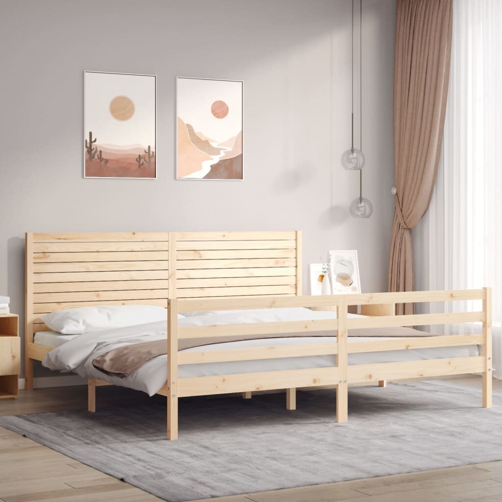 vidaXL Рамка за легло с табла Super King Size дърво масив