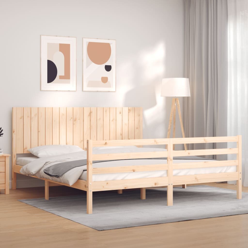 vidaXL Рамка за легло с табла Super King Size дърво масив