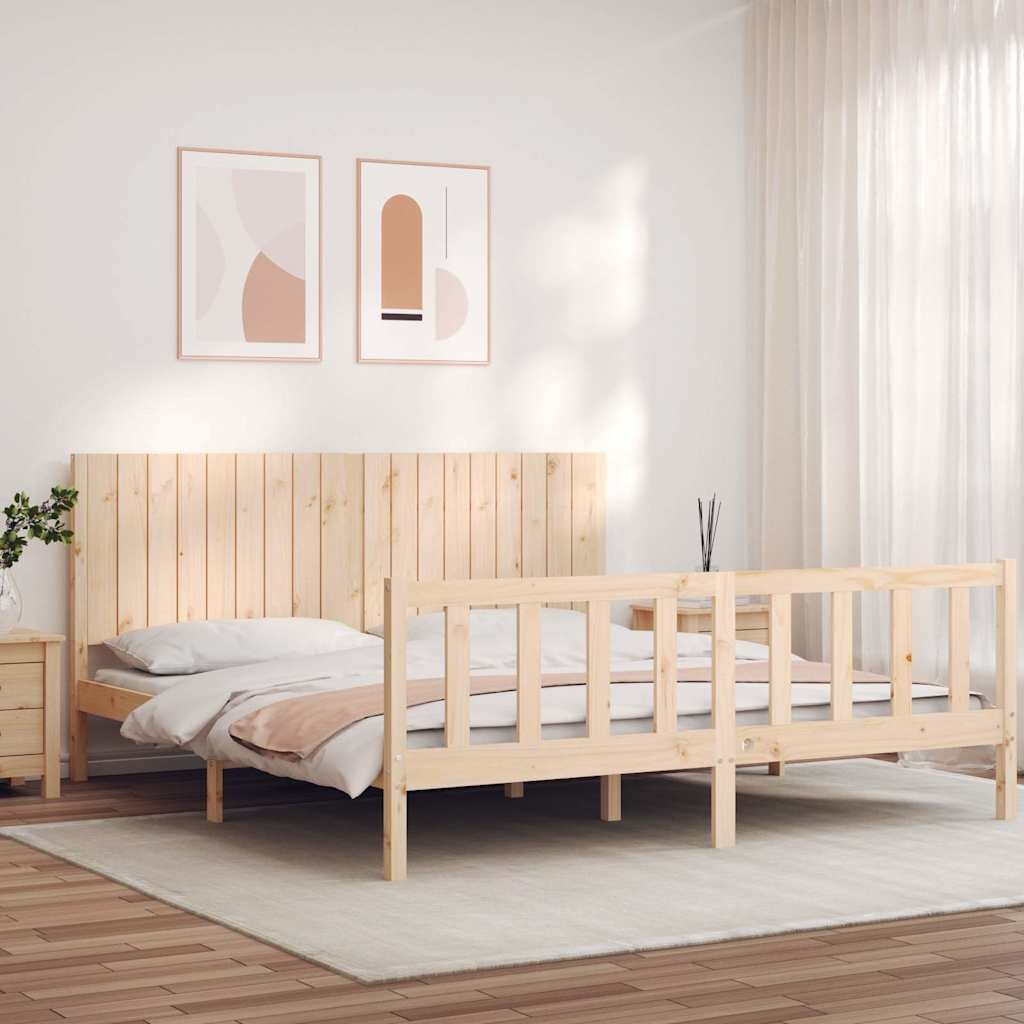 vidaXL Рамка за легло с табла Super King Size дърво масив
