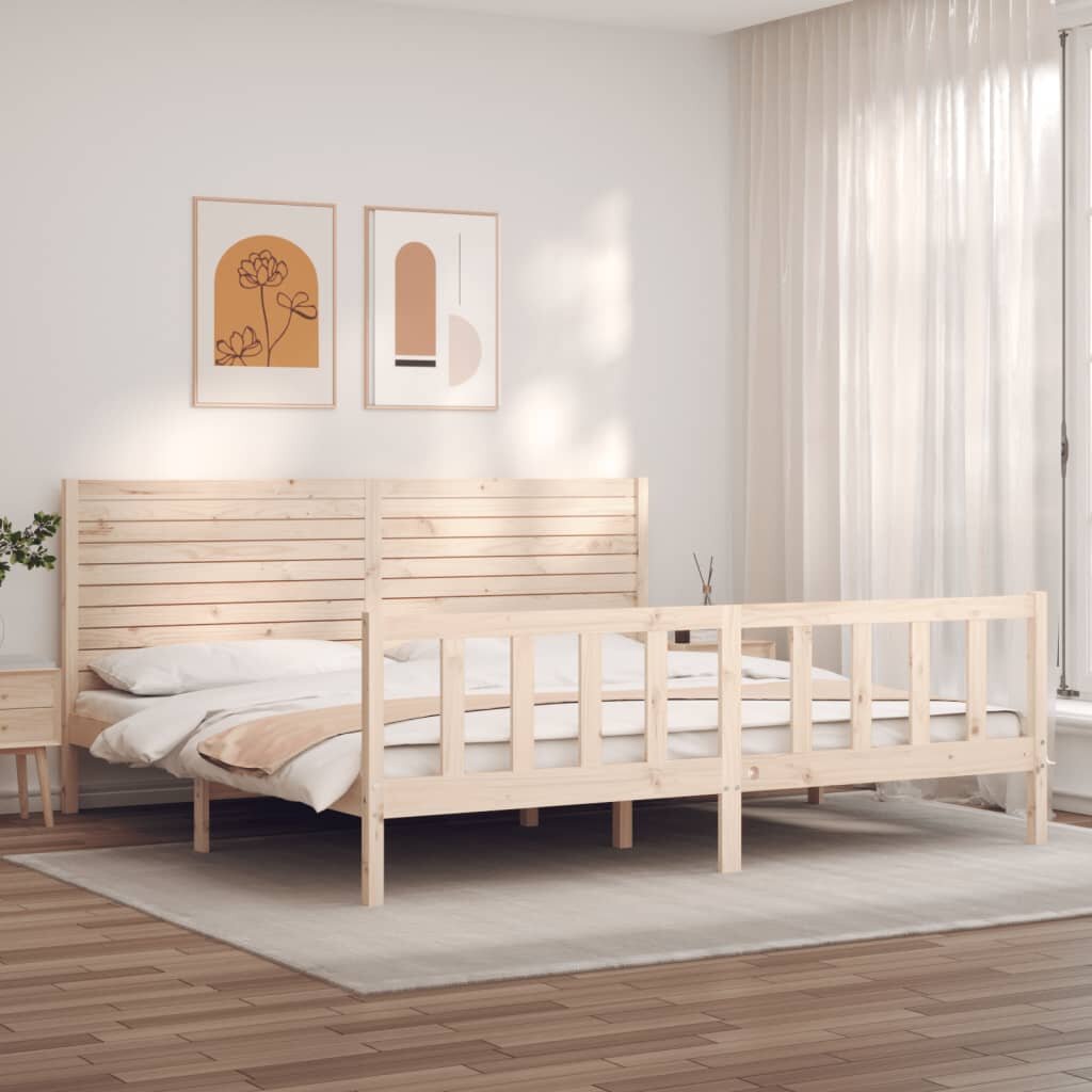 vidaXL Рамка за легло с табла Super King Size дърво масив