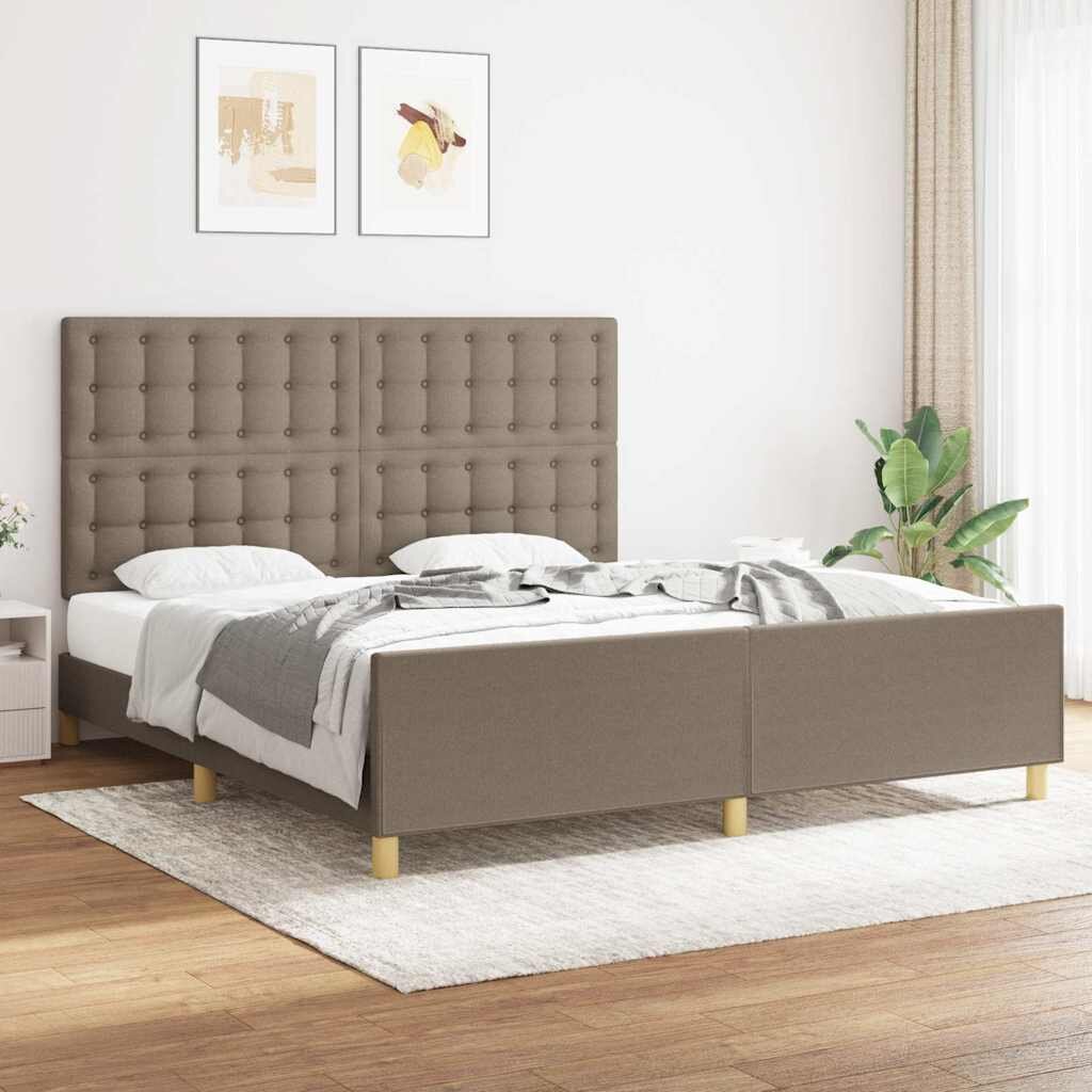 vidaXL Рамка за легло с табла таупе180x200 см плат