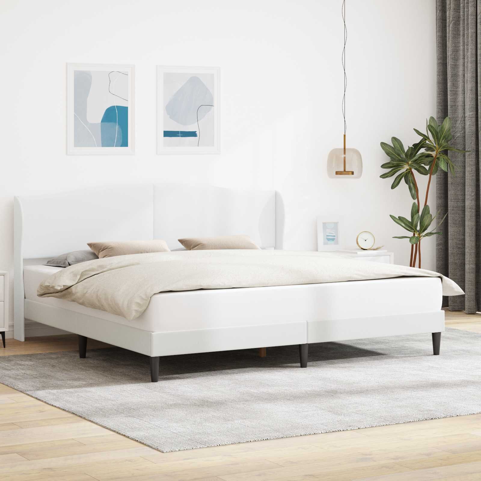 vidaXL Рамка за легло с таблото Бяло 180 x 200 cm Изкуствена