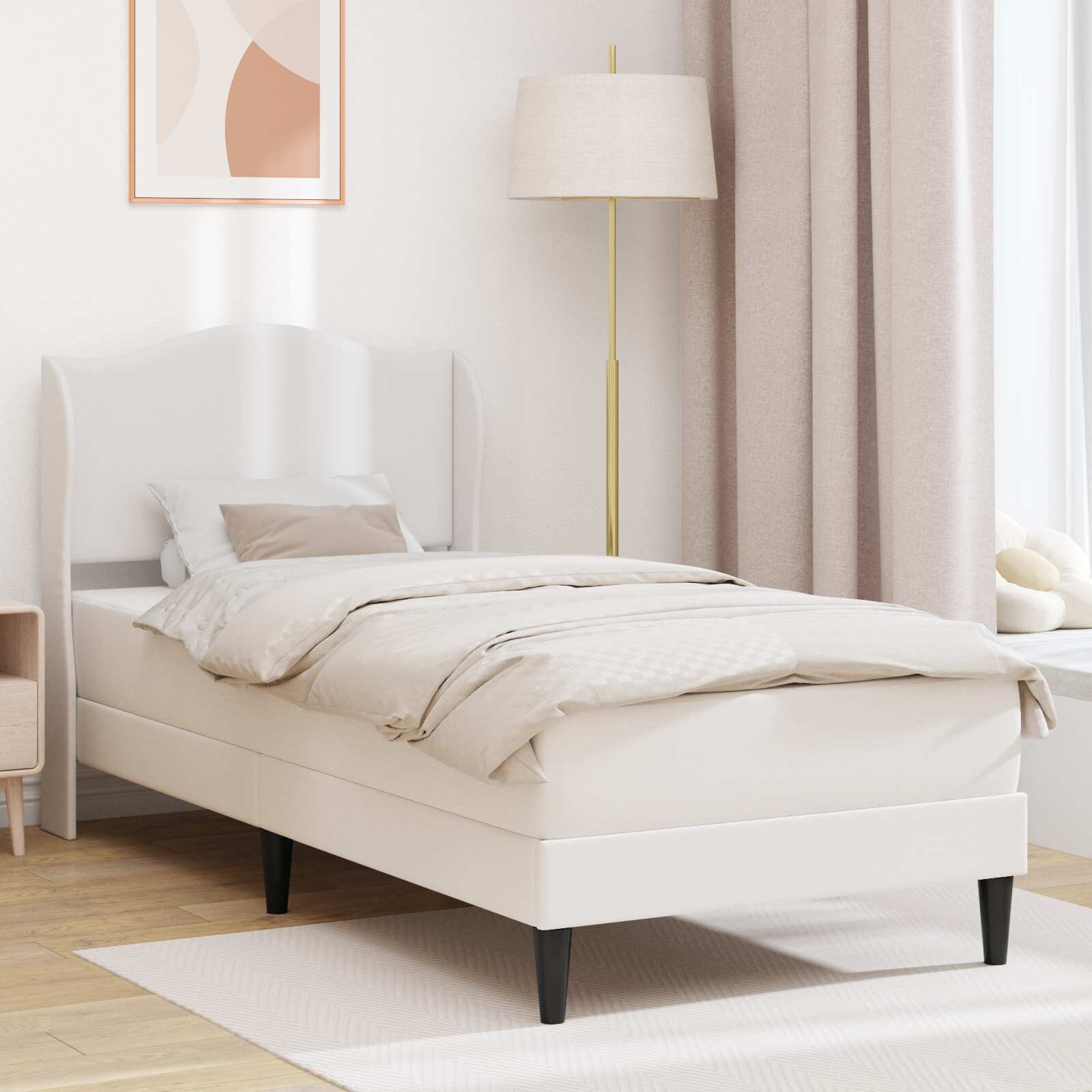 vidaXL Рамка за легло с таблото Бяло 90 x 200 cm Изкуствена