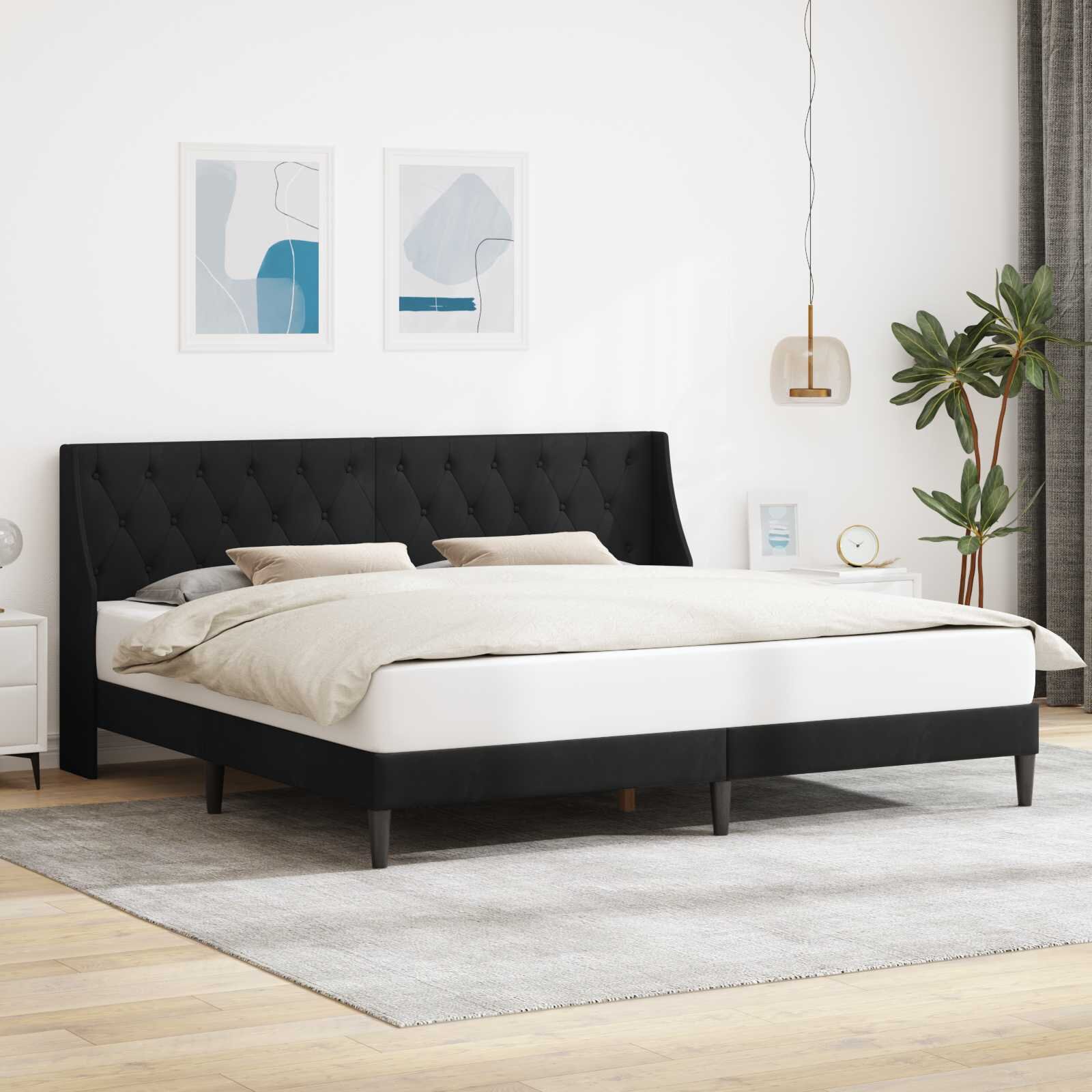 vidaXL Рамка за легло с таблото Черен 180 x 200 cm Кадифе