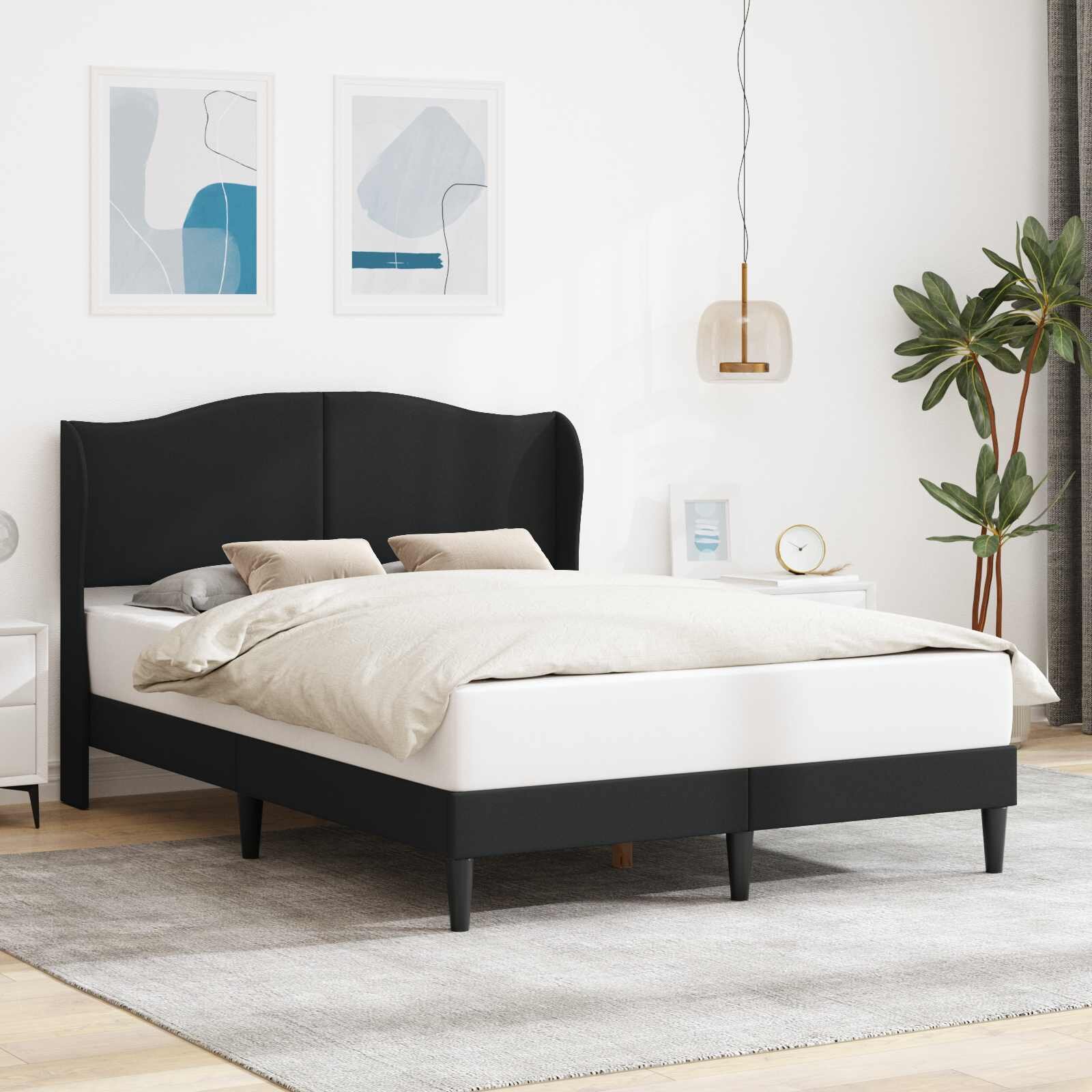 vidaXL Рамка за легло с таблото Черно 120 x 190 cm Изкуствена