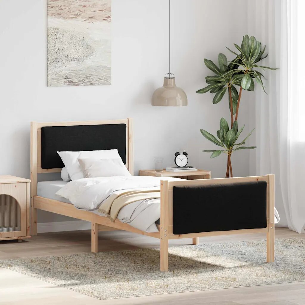 vidaXL Рамка за легло с таблото Черно 75 x 190 cm текстил