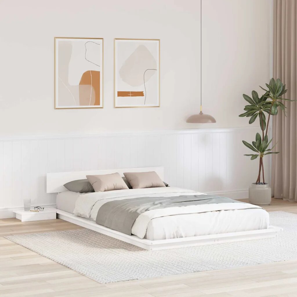 vidaXL Рамка за легло с таблото Кафяво 135 x 190 cm Дърво