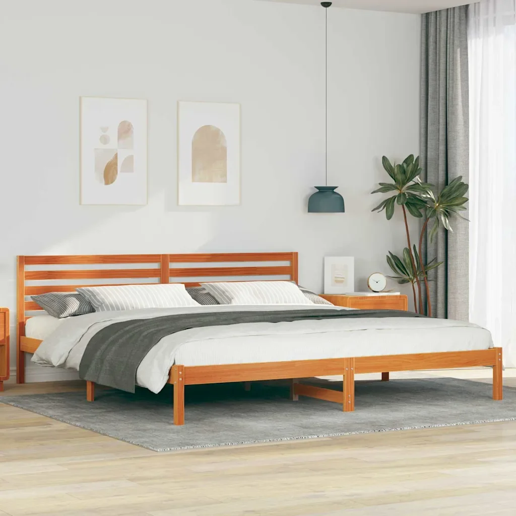 vidaXL Рамка за легло с таблото Кафяво с восъчно покритие 180 x 210 cm