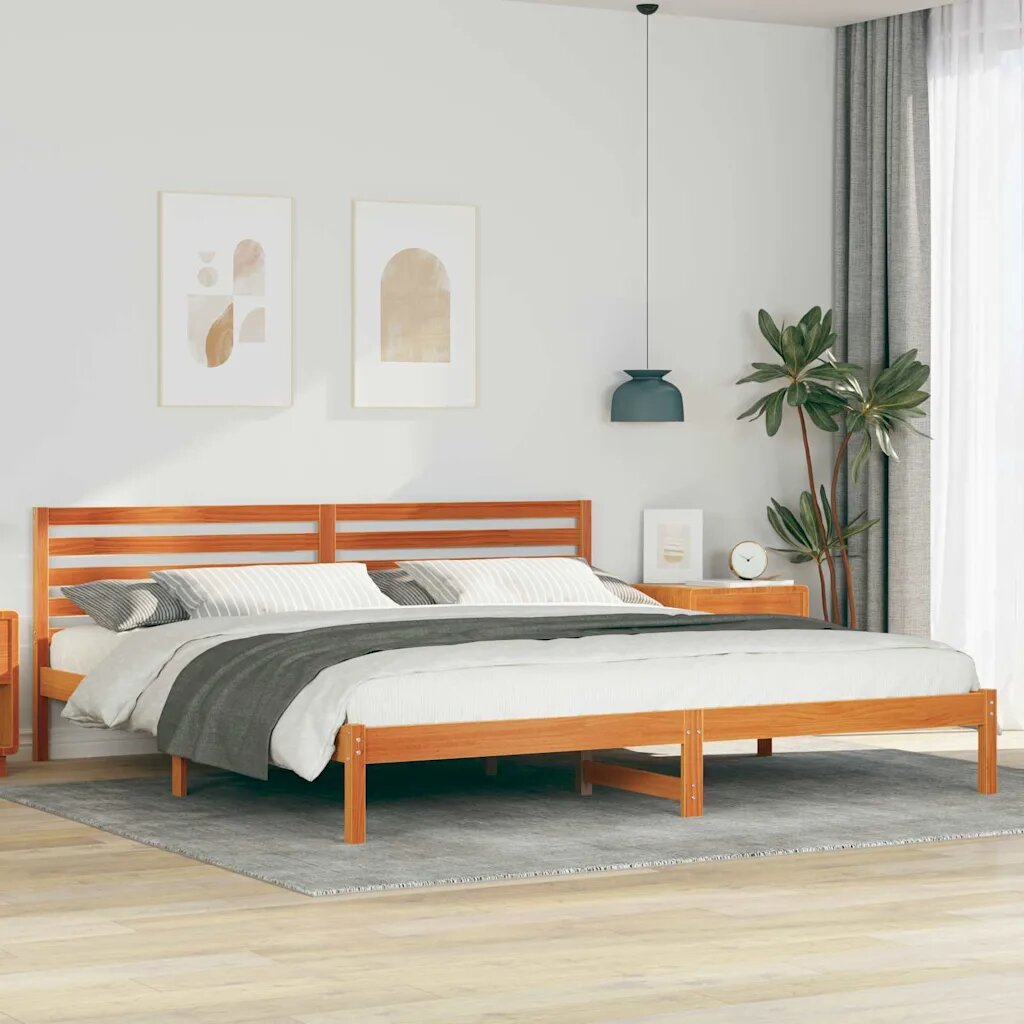 vidaXL Рамка за легло с таблото Кафяво с восъчно покритие 200 x 220 cm