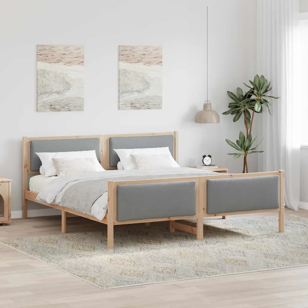 vidaXL Рамка за легло с таблото Светлосиво 180 x 200 cm текстил