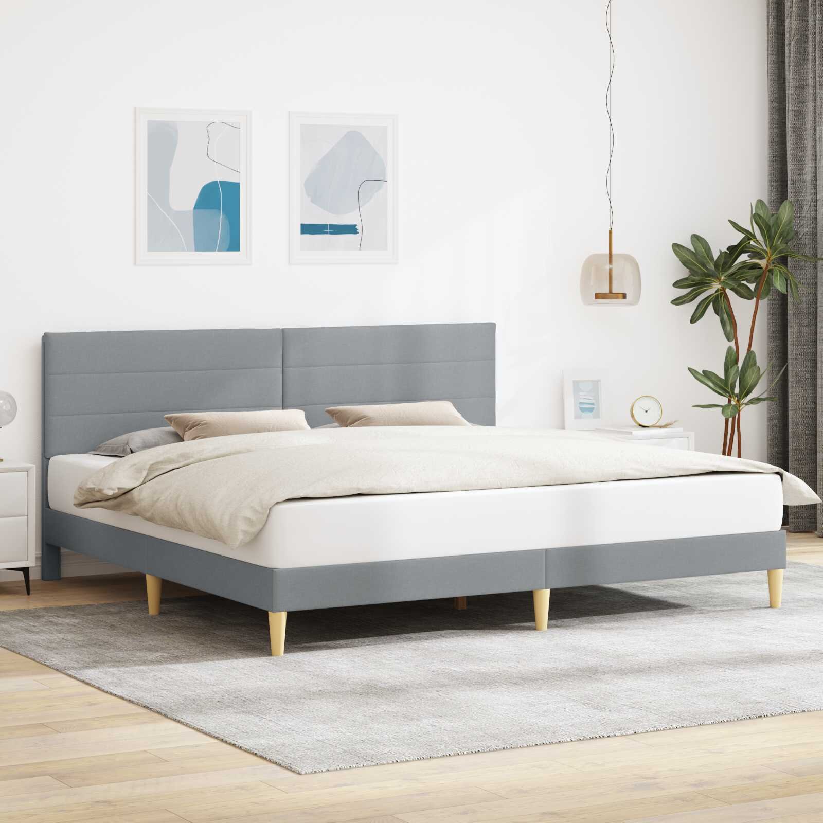 vidaXL Рамка за легло с таблото Светлосиво 180 x 200 cm Текстил