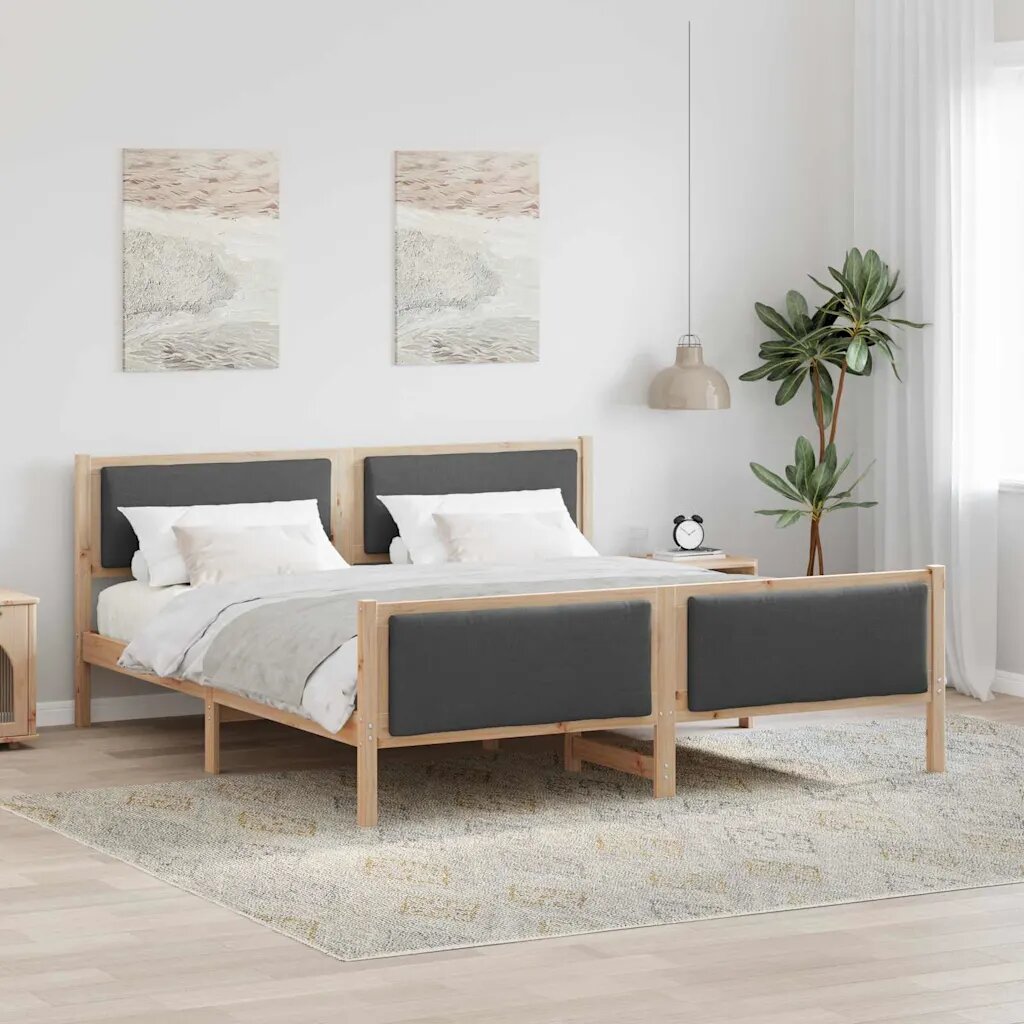 vidaXL Рамка за легло с таблото Тъмен сив 180 x 200 cm текстил