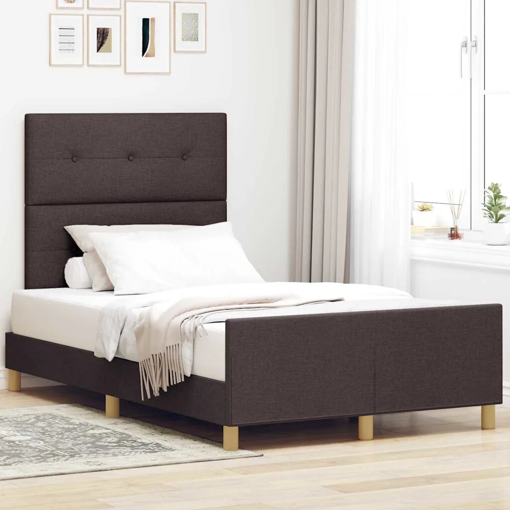 vidaXL Рамка за легло с таблото Тъмнокафяв 120 x 190 cm текстил