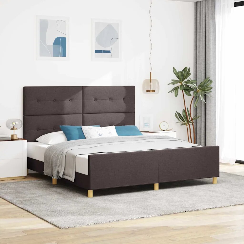 vidaXL Рамка за легло с таблото Тъмнокафяв 180 x 200 cm текстил