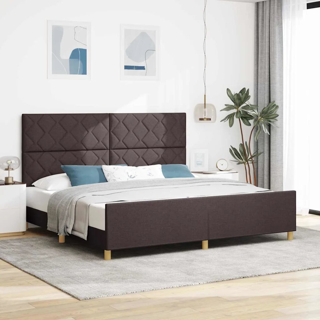 vidaXL Рамка за легло с таблото Тъмнокафяв 200 x 200 cm текстил