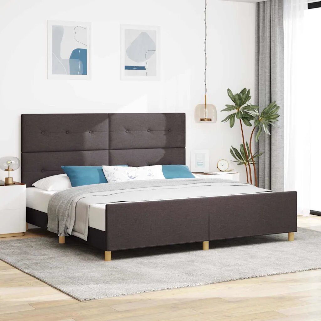 vidaXL Рамка за легло с таблото Тъмнокафяв 200 x 200 cm текстил