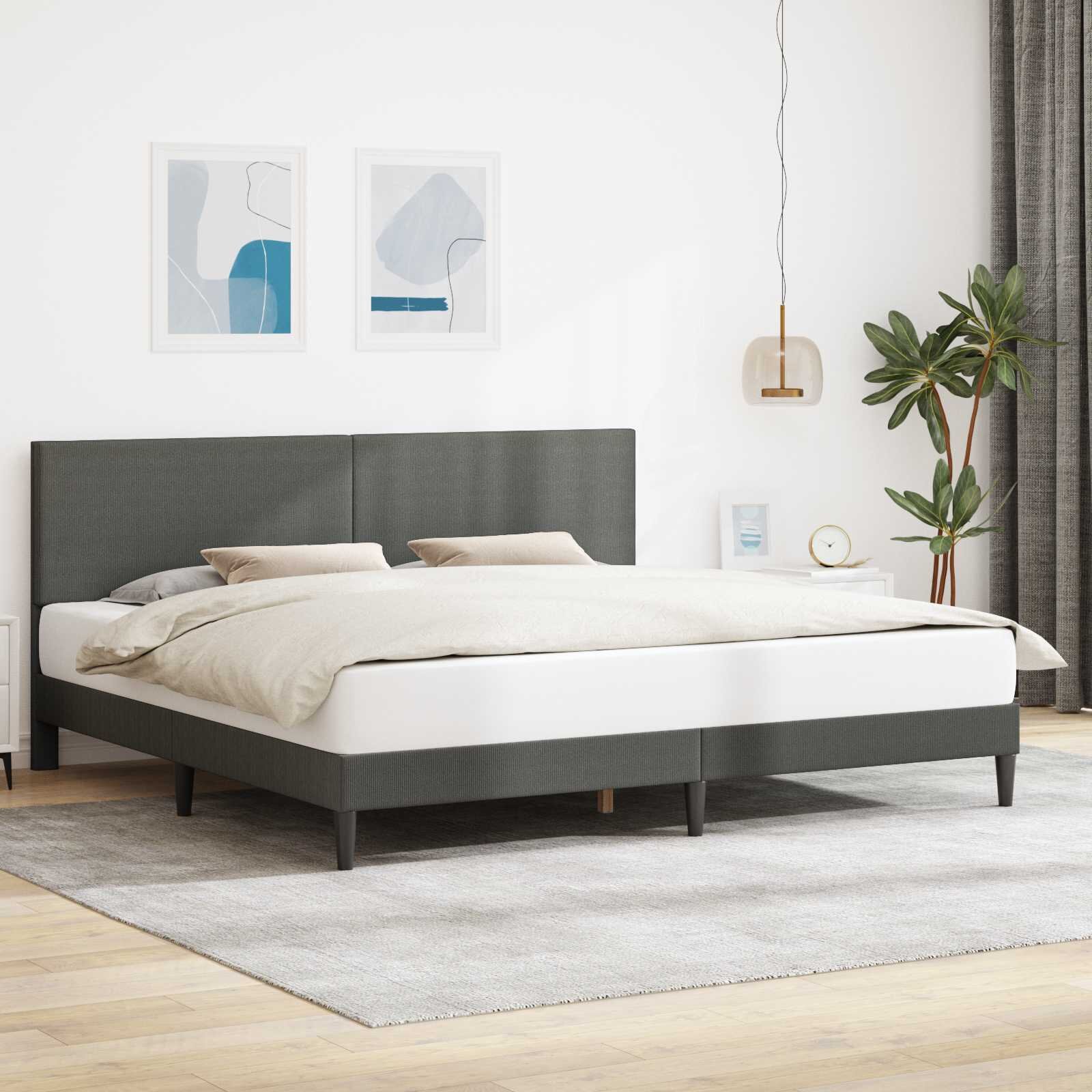 vidaXL Рамка за легло с таблото Тъмносиво 180 x 200 cm Кордюрова тъкан