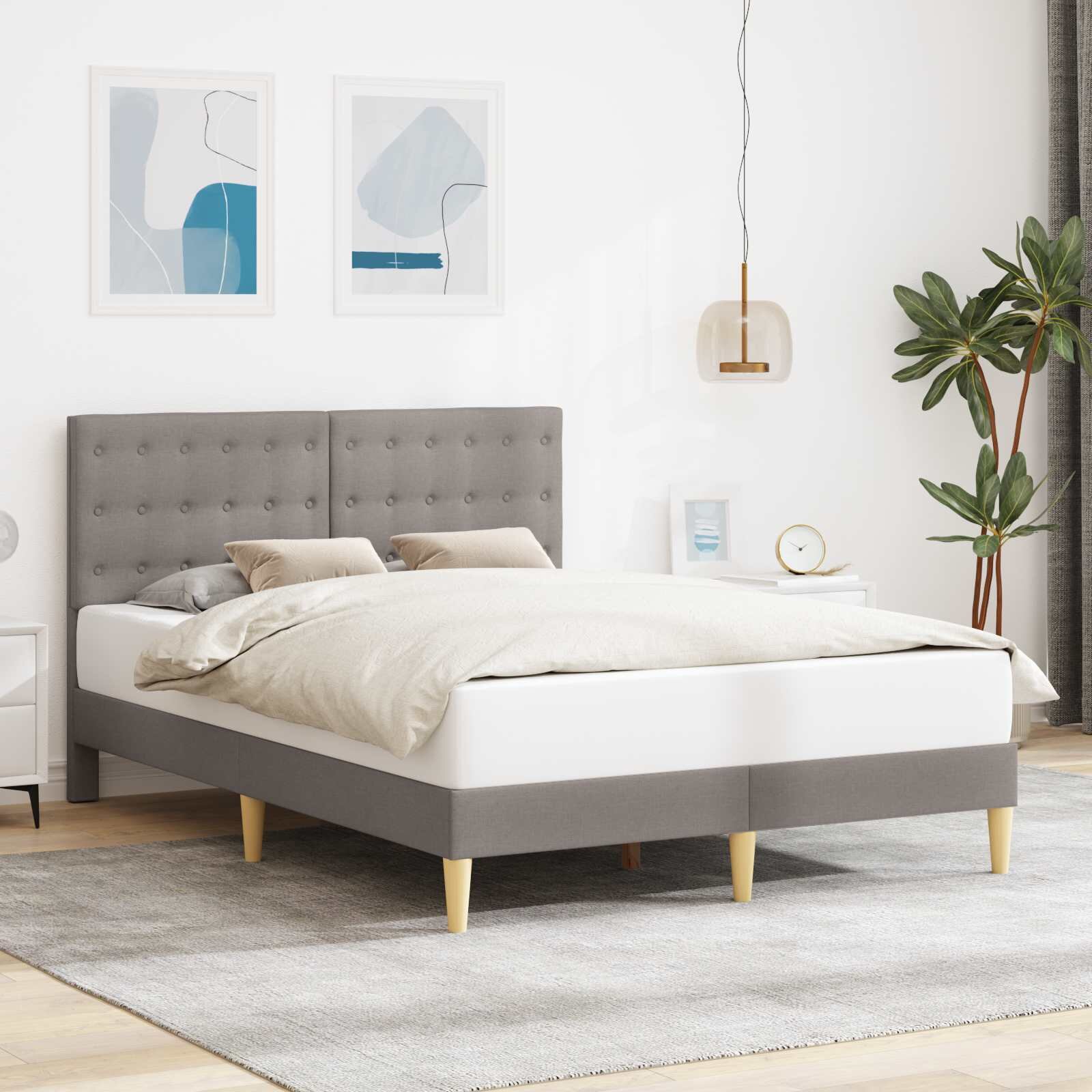 vidaXL Рамка за легло с таблото Таупе 120 x 190 cm Текстил