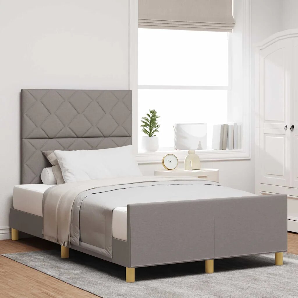 vidaXL Рамка за легло с таблото Таупе 120 x 190 cm текстил