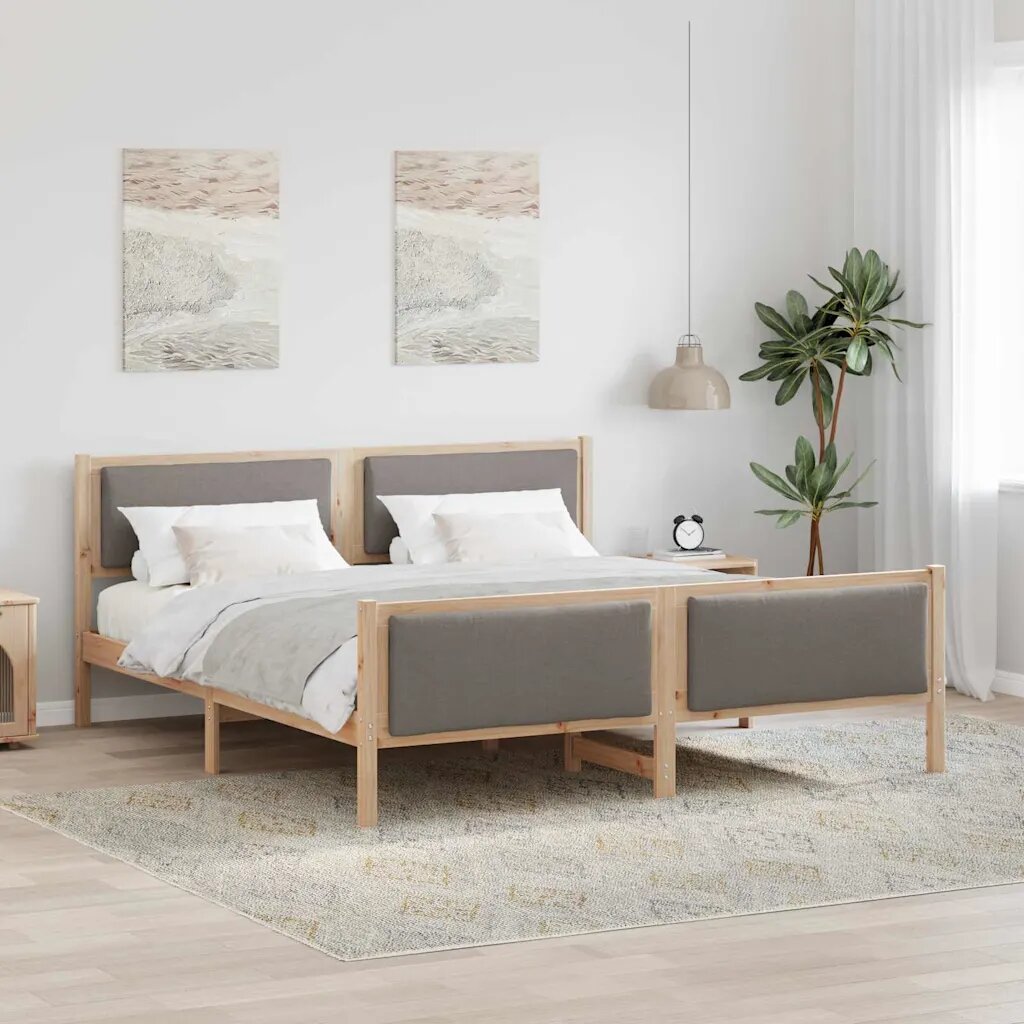 vidaXL Рамка за легло с таблото Таупе 200 x 200 cm текстил
