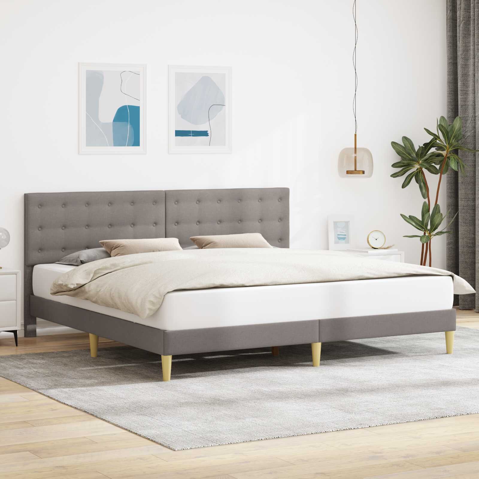 vidaXL Рамка за легло с таблото Таупе 200 x 200 cm Текстил