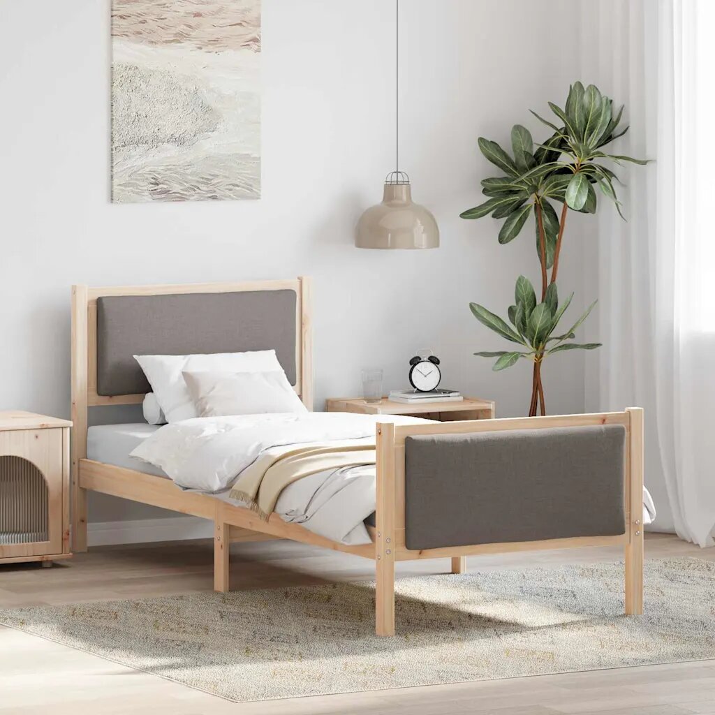 vidaXL Рамка за легло с таблото Таупе 75 x 190 cm текстил