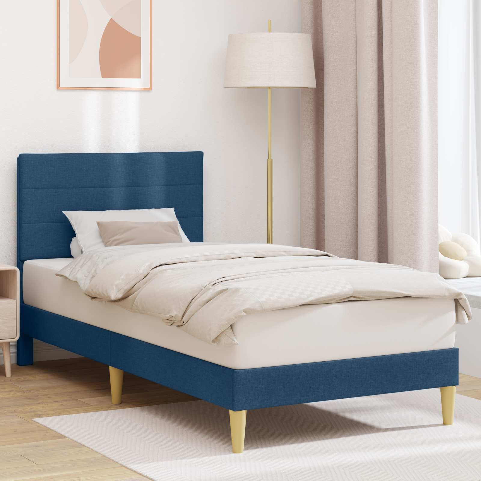 vidaXL Рамка за легло Синьо 100 x 200 cm Текстил
