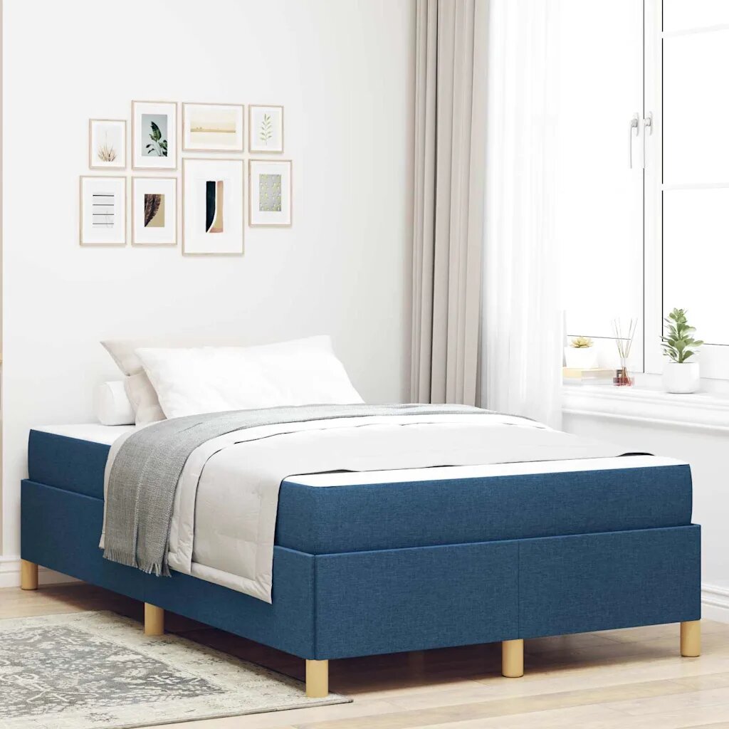 vidaXL Рамка за легло Синьо 120 x 200 cm текстил