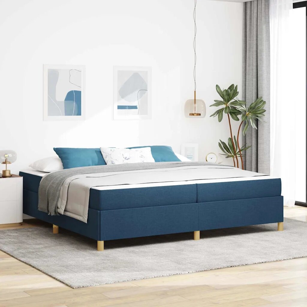 vidaXL Рамка за легло Синьо 200 x 200 cm текстил