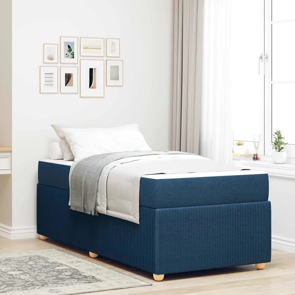 vidaXL Рамка за легло Синьо 90 x 190 cm текстил
