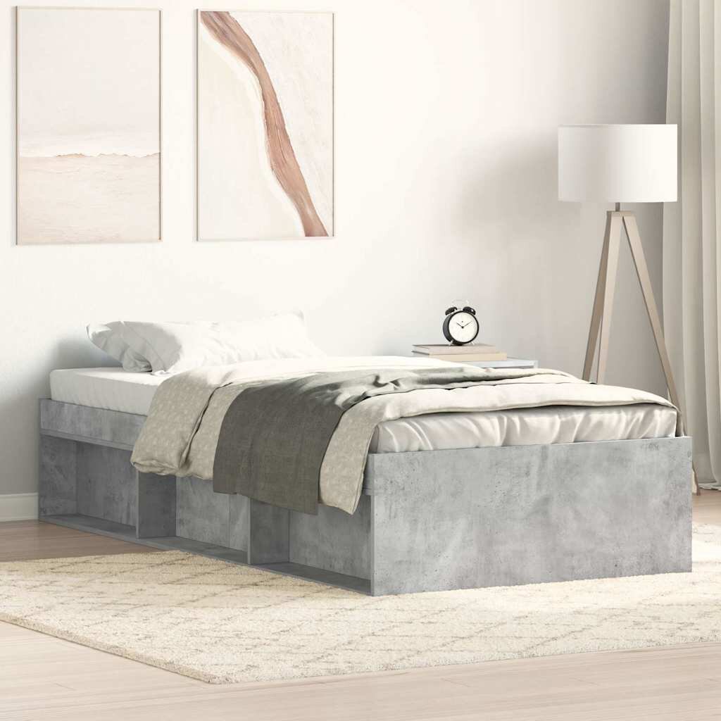 vidaXL Рамка за легло сив бетон 75x190 см Small Single