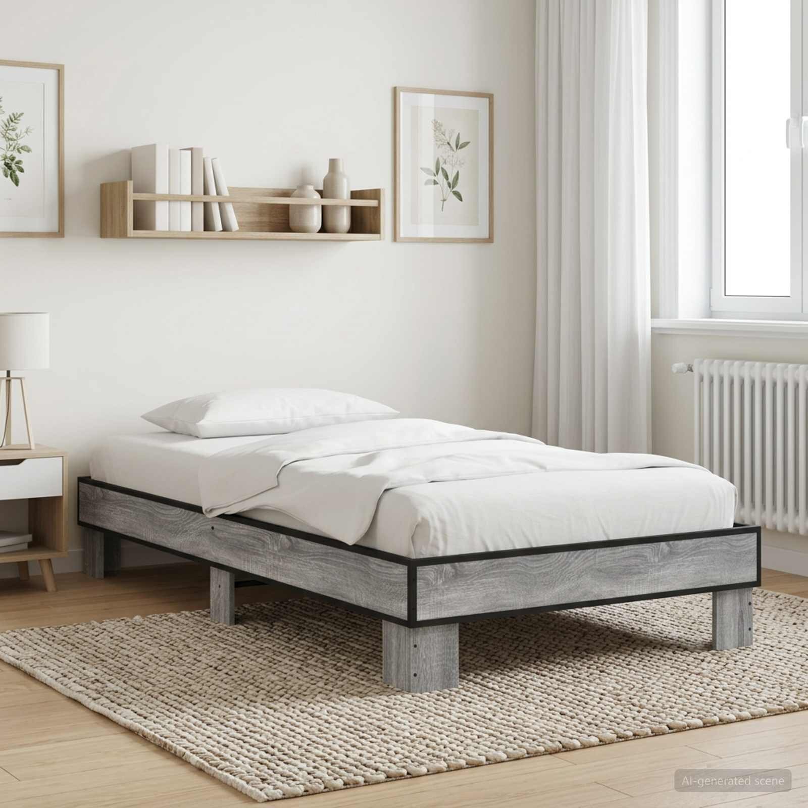 vidaXL Рамка за легло Сив Сонома 80 x 200 cm Инженерна дървесина