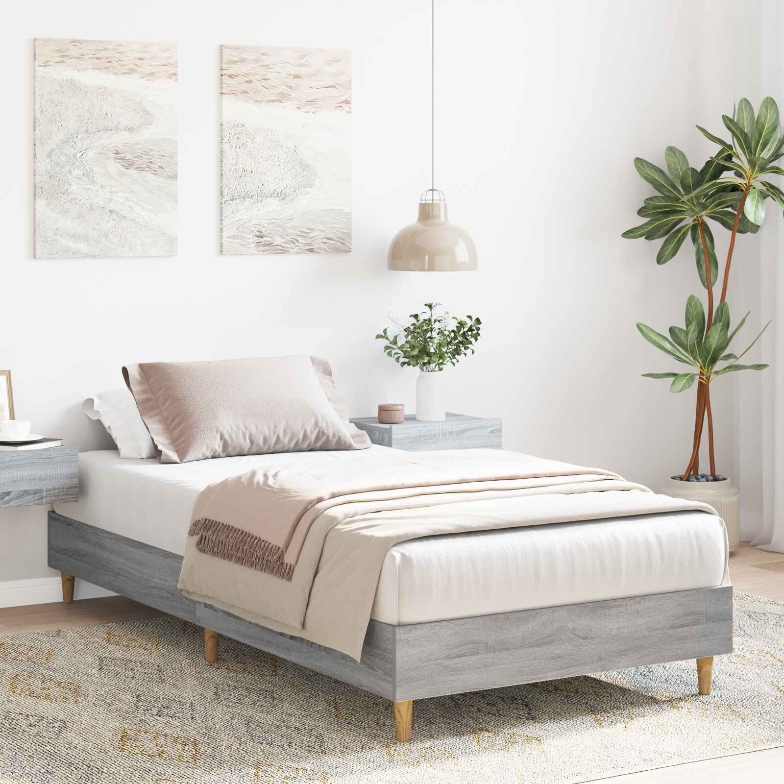 vidaXL Рамка за легло Сив Сонома 80 x 200 cm Инженерна дървесина