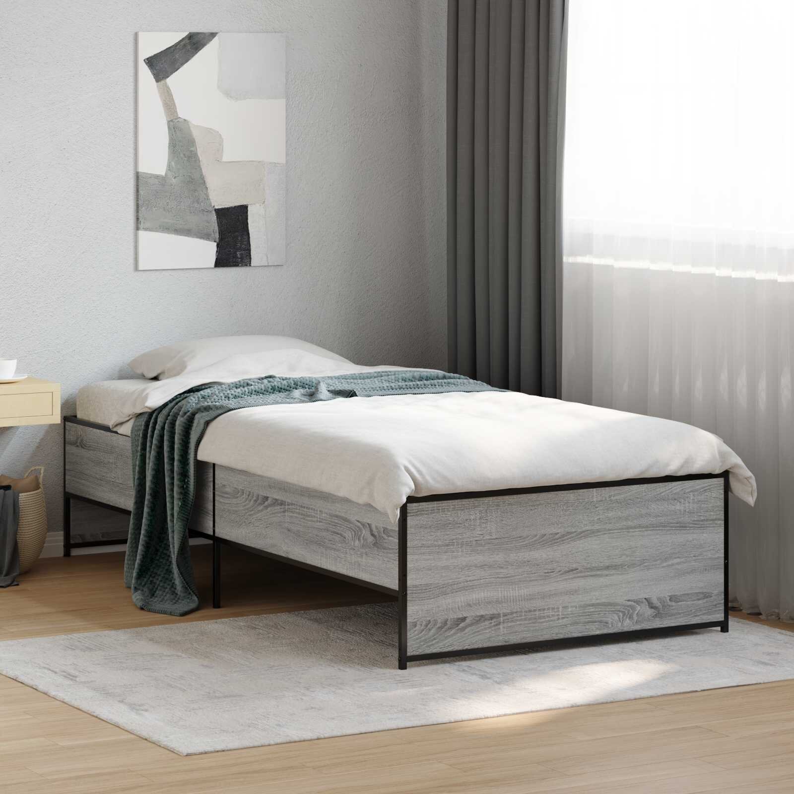 vidaXL Рамка за легло Сив Сонома 80 x 200 cm Инженерна дървесина