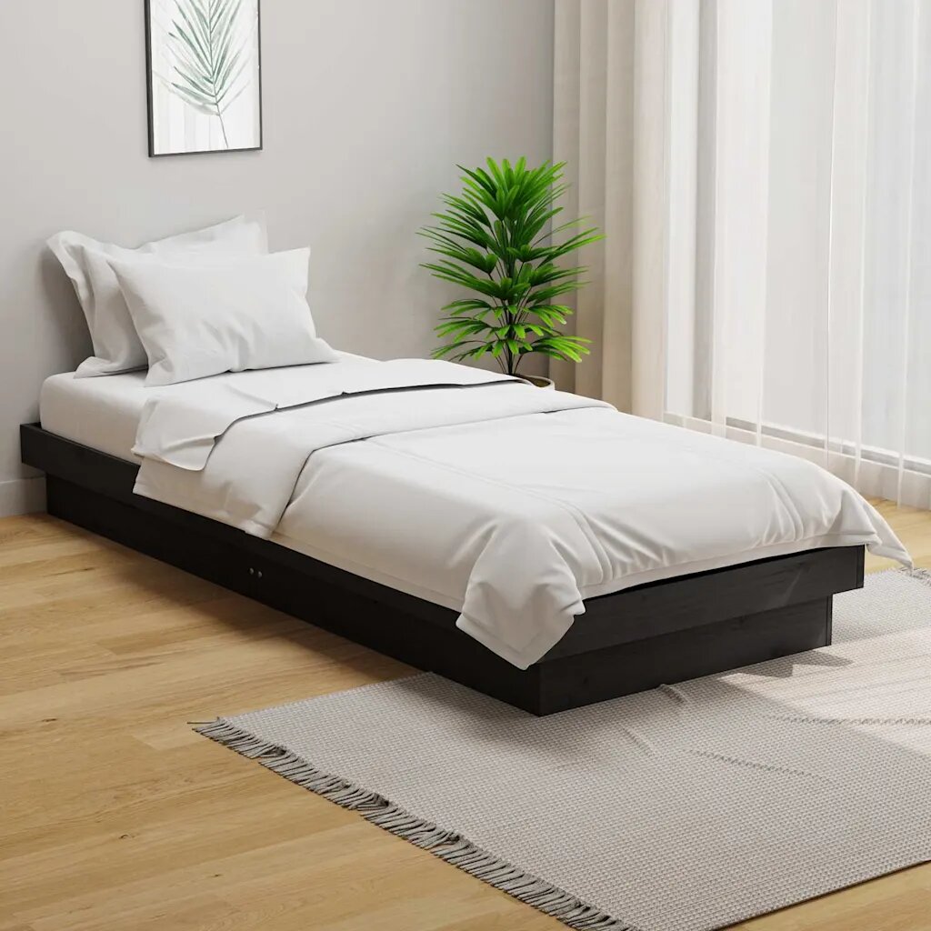 vidaXL Рамка за легло сива дърво масив 75x190 см Small Single