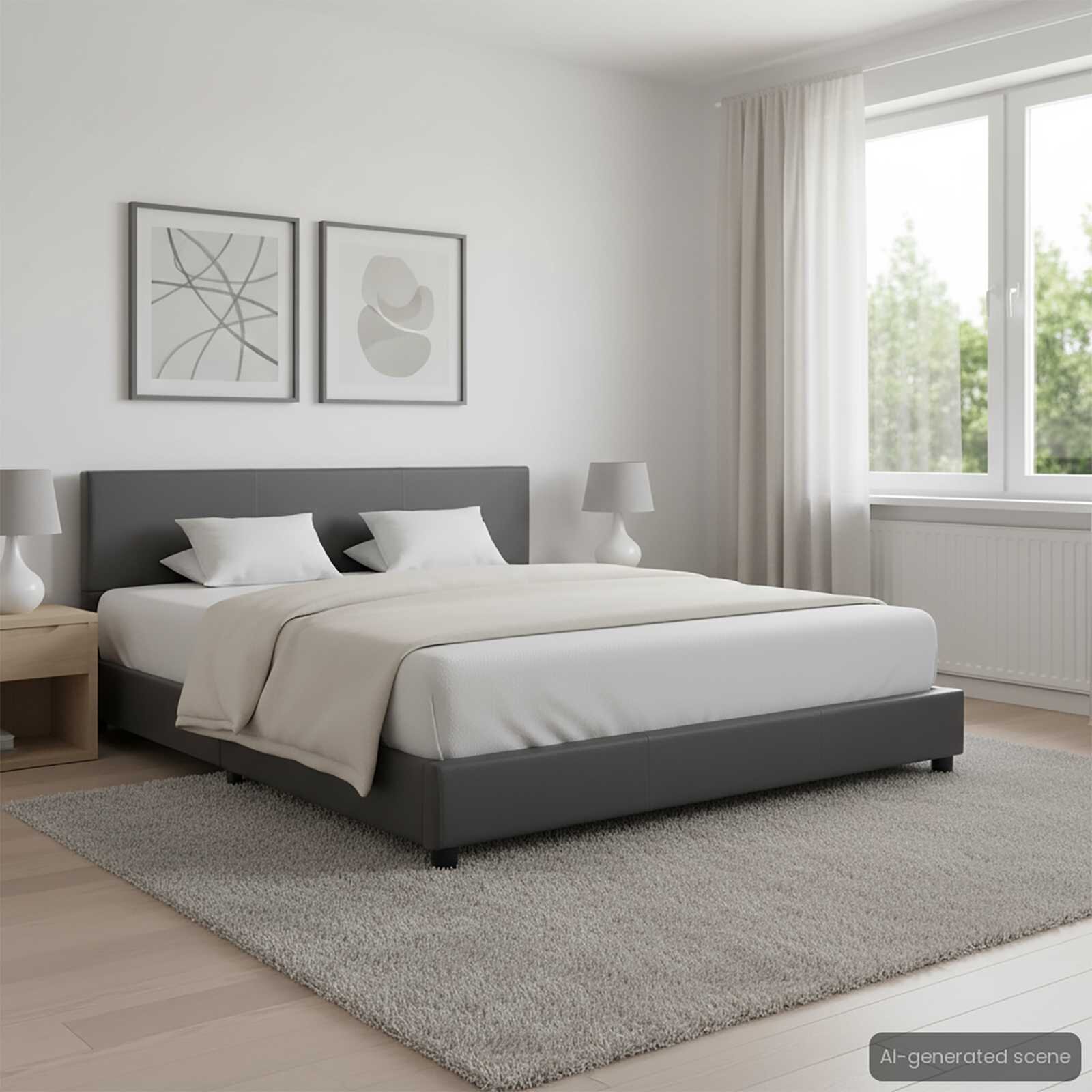vidaXL Рамка за легло сива изкуствена кожа 160x200 cм