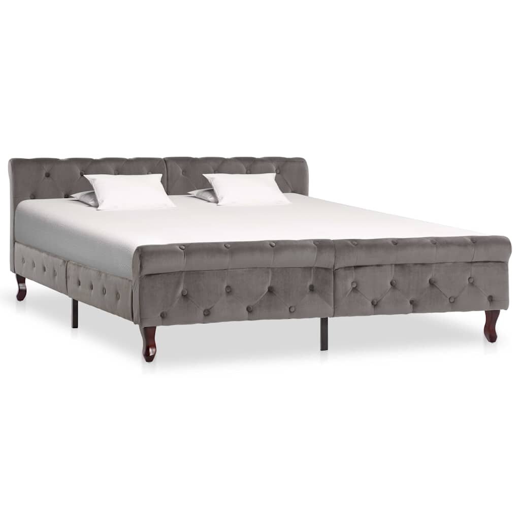 vidaXL Рамка за легло сива кадифе 160x200 см