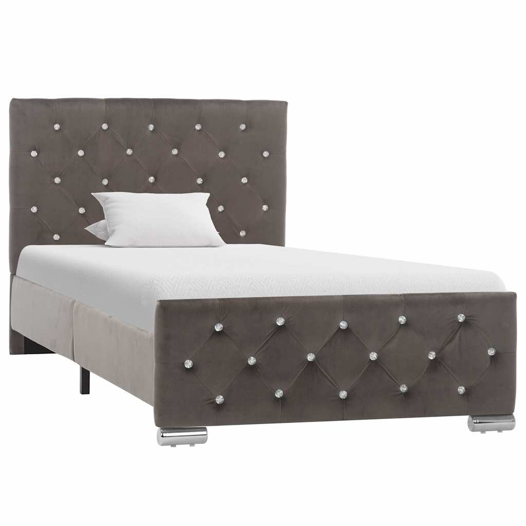 vidaXL Рамка за легло сива кадифе 90x200 см