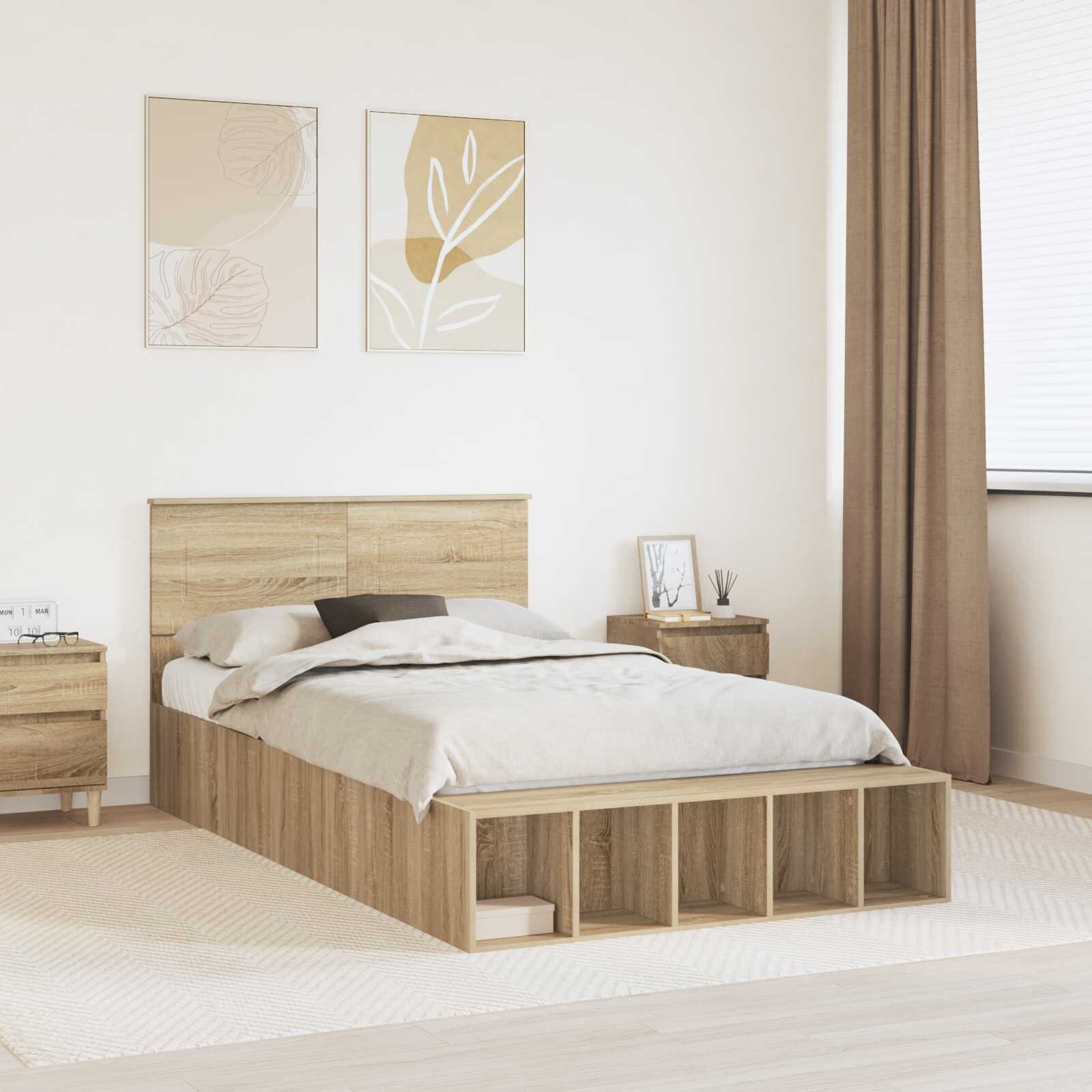 vidaXL Рамка за легло Сонома дъб 120 x 200 cm Инженерна дървесина