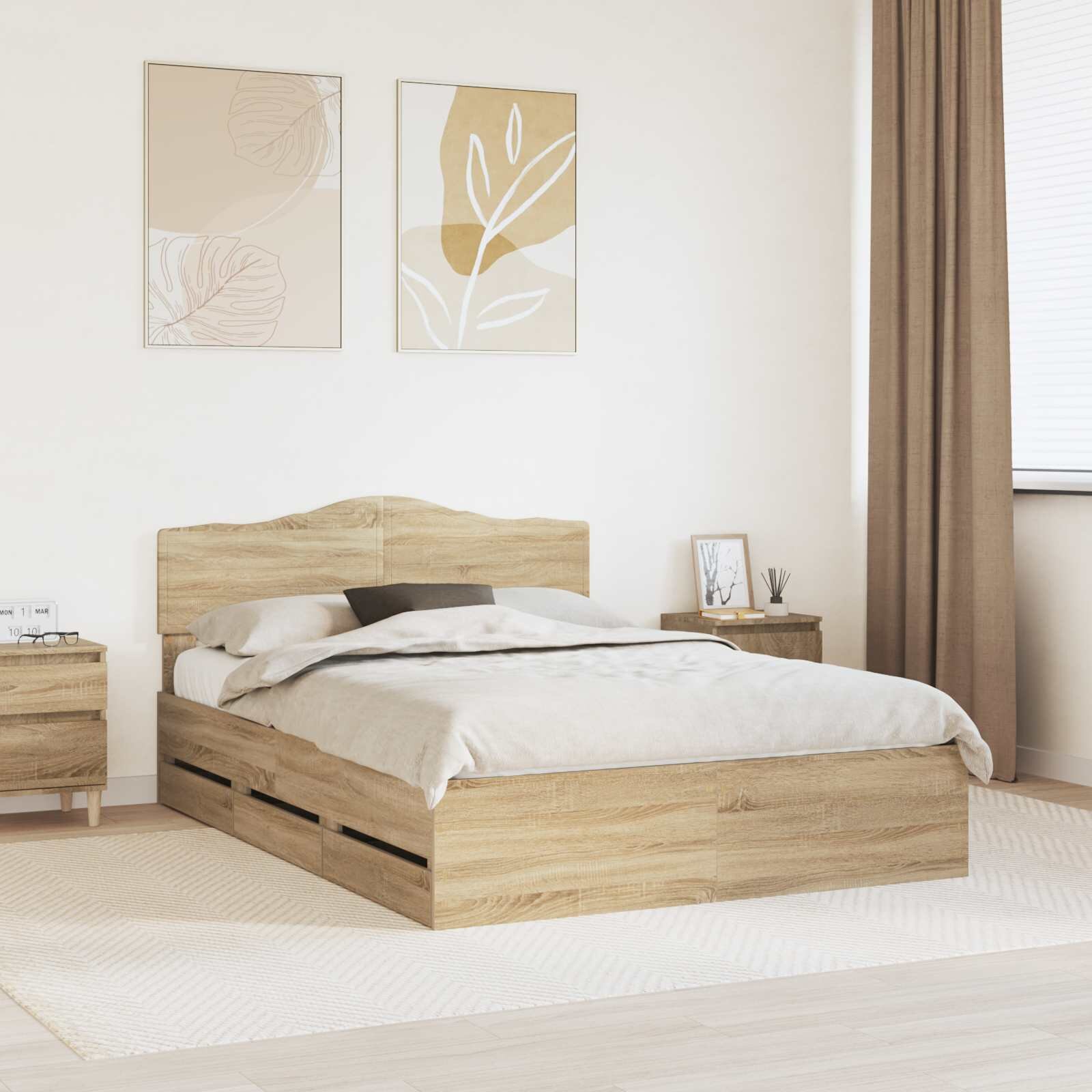 vidaXL Рамка за легло Сонома дъб 150 x 200 cm Инженерна дървесина