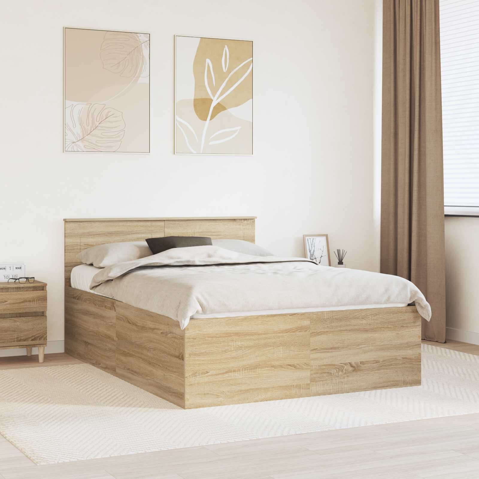 vidaXL Рамка за легло Сонома дъб 150 x 200 cm Инженерна дървесина