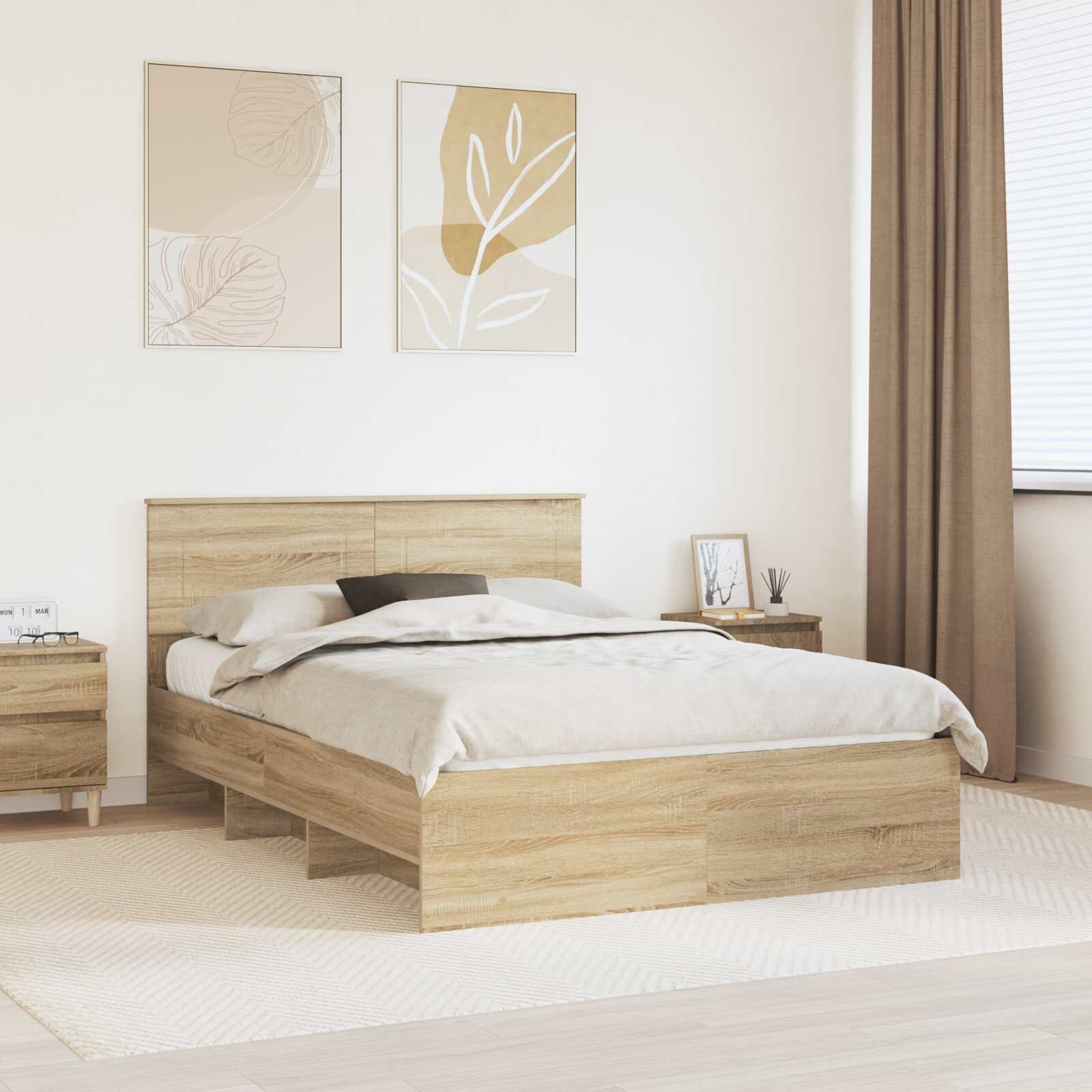 vidaXL Рамка за легло Сонома дъб 160 x 200 cm Инженерна дървесина