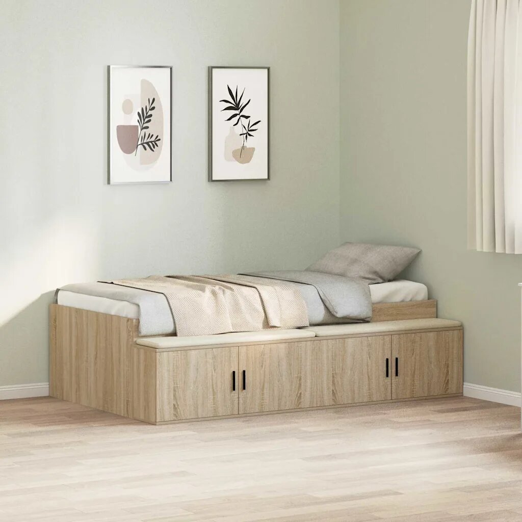 vidaXL Рамка за легло Сонома дъб 90 x 190 cm Инженерна дървесина