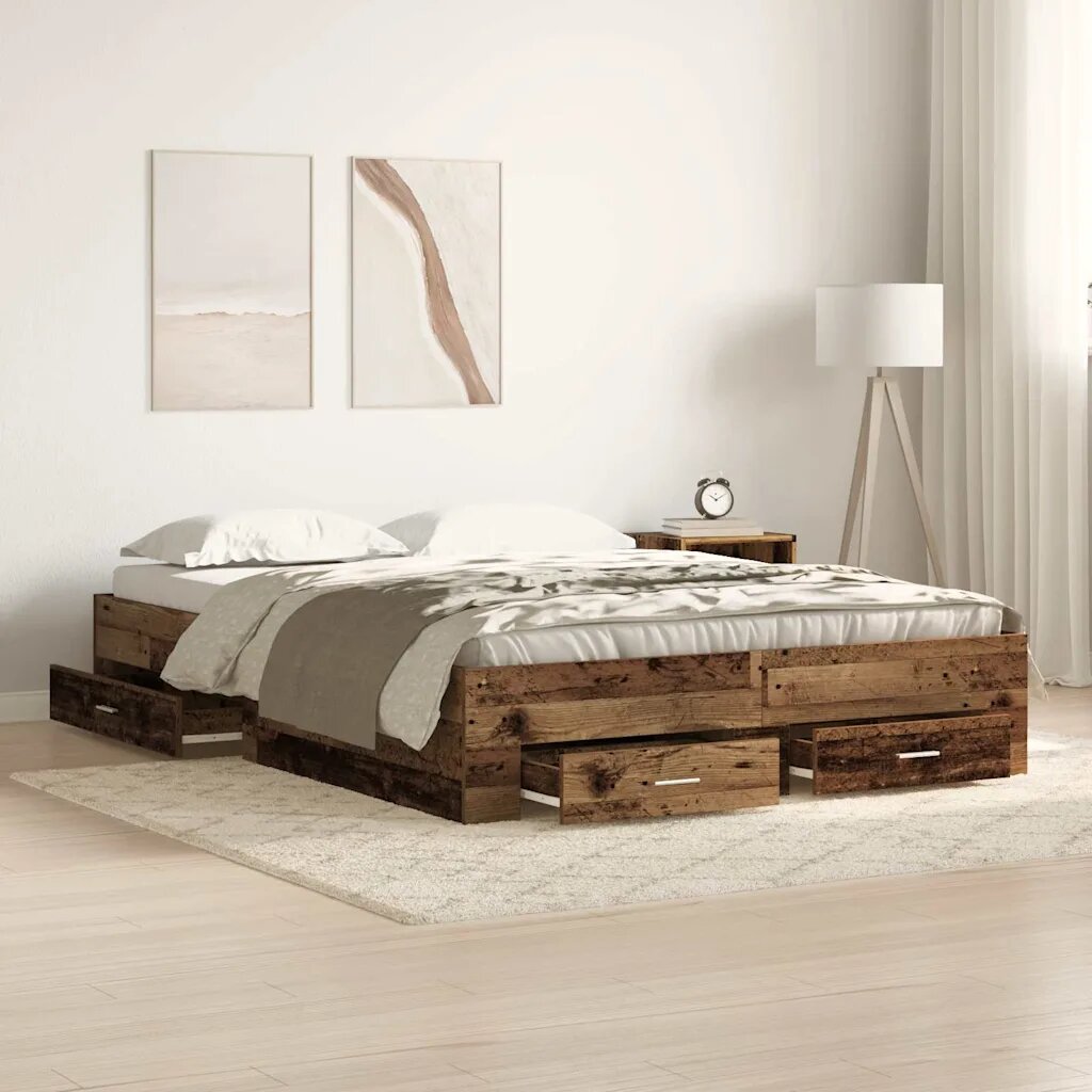 vidaXL Рамка за легло Старо дърво 160 x 200 cm Инженерна дървесина